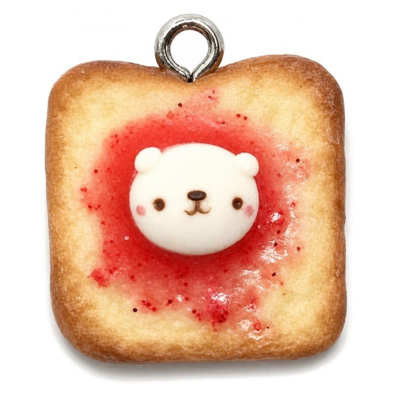 Breloque Tartine Ours en Pâte Polymère Fimo 19mm