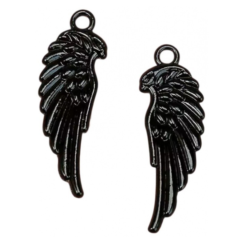 Breloque Aile Ange Oiseau Noir Gothique 33x11mm