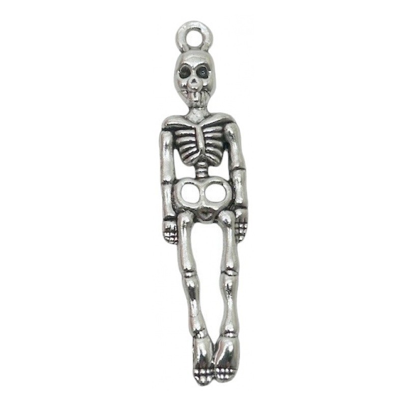 4 Breloques Squelette Gothique Halloween 40x10mm