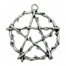 2 Breloques Pentacle Métal Argenté Étoile Sorcière Gothique 28x26mm pour la Création de Bijoux Fantaisie - DIY