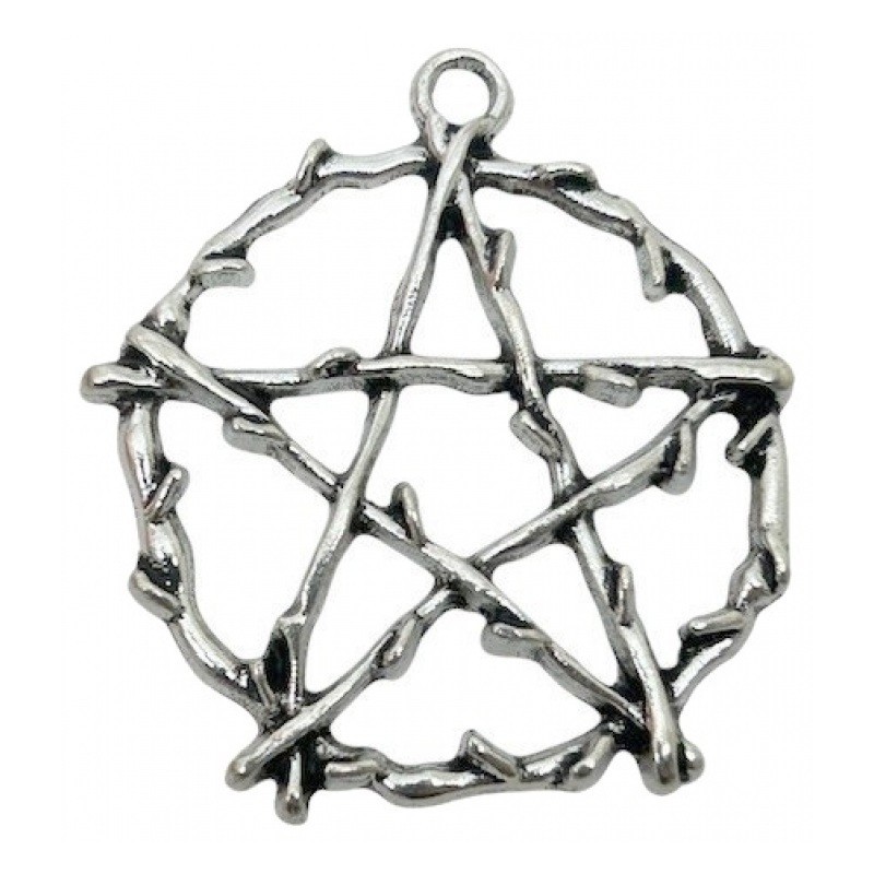 2 Breloques Pentacle Métal Argenté Étoile Sorcière Gothique 28x26mm