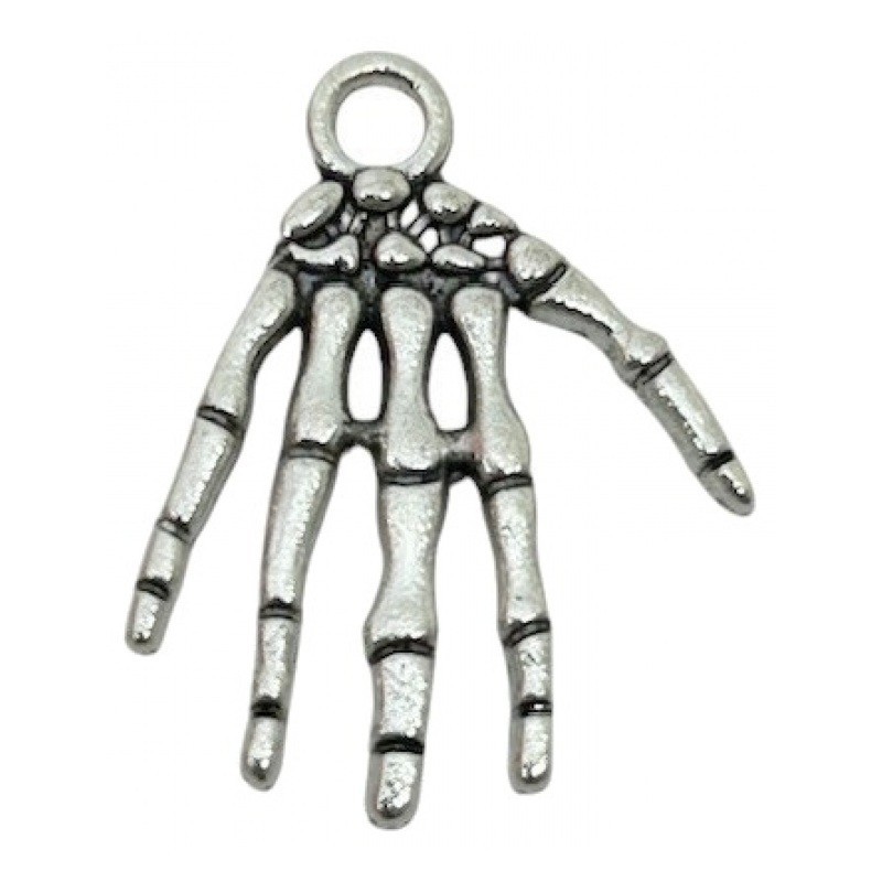 4 Breloques Main Squelette Gothique Halloween 21x17mm