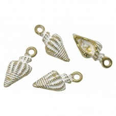 4 Breloques Coquillage Métal Doré 19x8mm pour la Création de Bijoux Fantaisie - DIY
