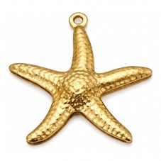 Breloque Étoile de Mer en Acier Inoxydable Doré 22x20mm pour la Création de Bijoux Fantaisie - DIY