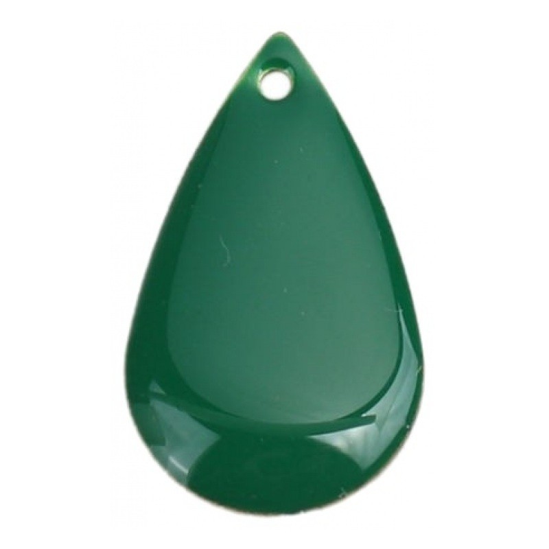 2 Breloques Goutte en Émail Vert Métal Doré 21x13mm