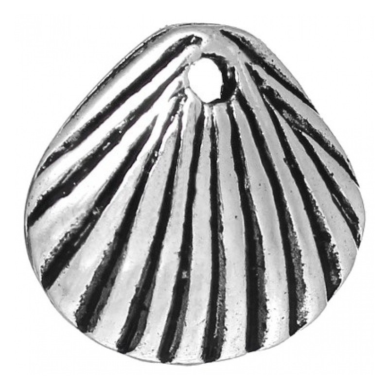 6 Breloques Coquillage Argenté 12x11mm