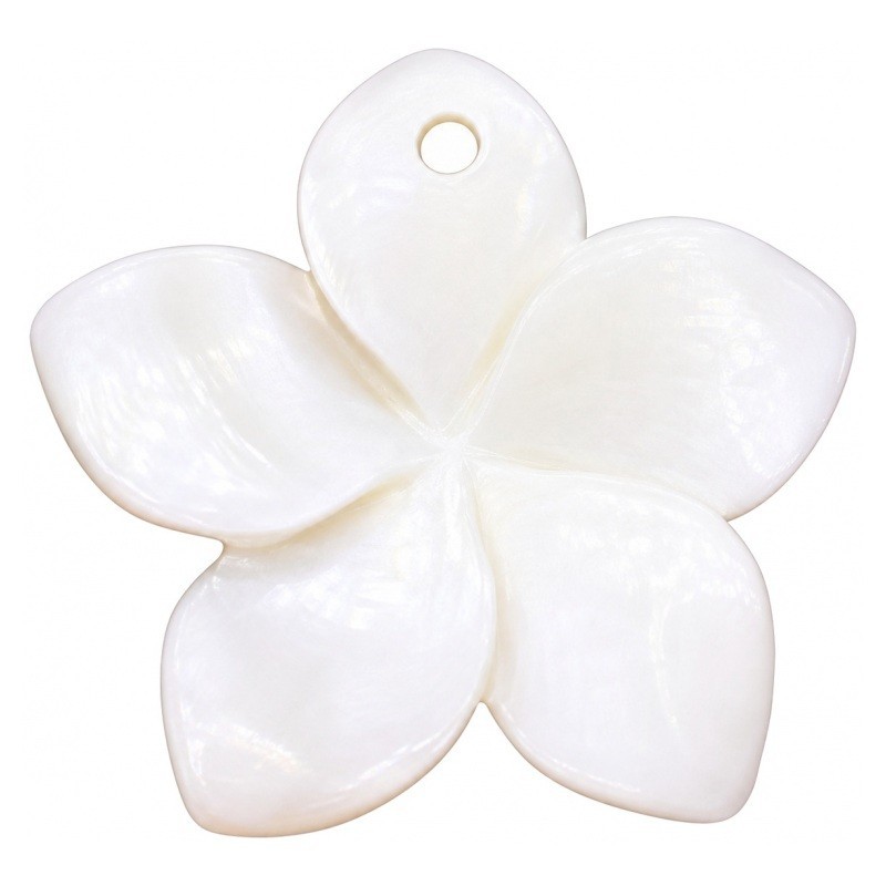 Breloque Pendentif Fleur en Nacre Coquillage Naturel d'Eau Douce Blanc 25mm