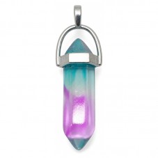 Pendentif en Verre Teinté Bleu/Rose 4cm pour la Création de Bijoux Fantaisie - DIY