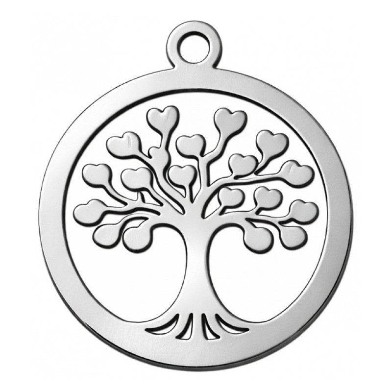 Breloque Arbre de Vie en Acier Inoxydable Argenté 14x12mm