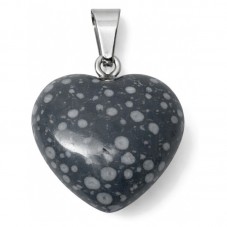 Pendentif Coeur Pierre Naturelle Obsidienne Flocon de Neige 20mm pour la Création de Bijoux Fantaisie - DIY