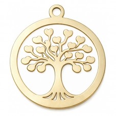 Breloque Arbre de Vie en Acier Inoxydable Doré 14x12mm pour la Création de Bijoux Fantaisie - DIY