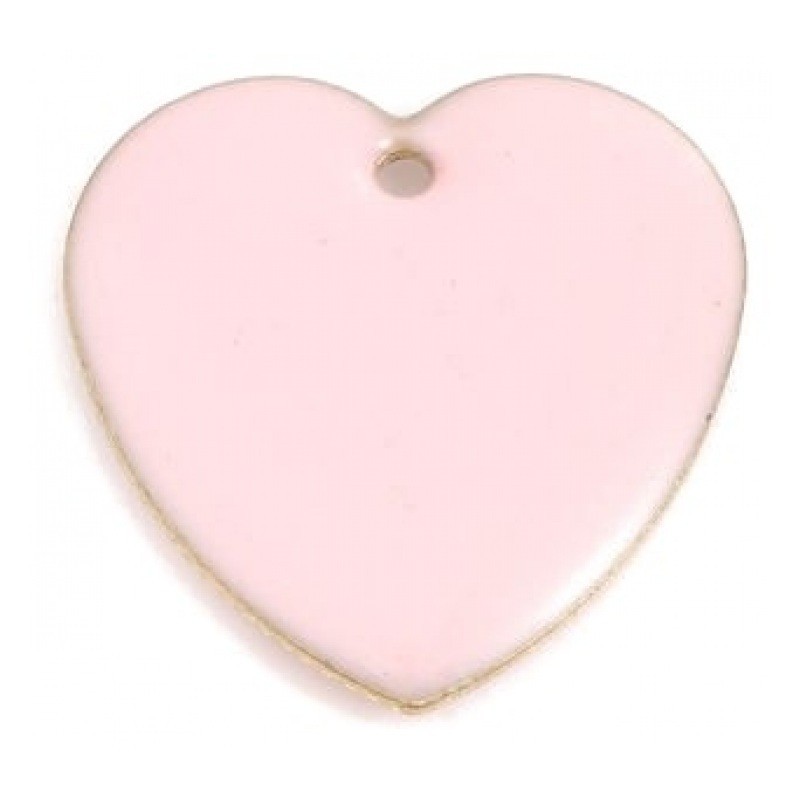 2 Breloques Coeur en Émail Rose 16mm Saint Valentin