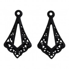 Breloque Pendentif Goutte Ajouré Noir 30x16mm pour la Création de Bijoux Fantaisie - DIY