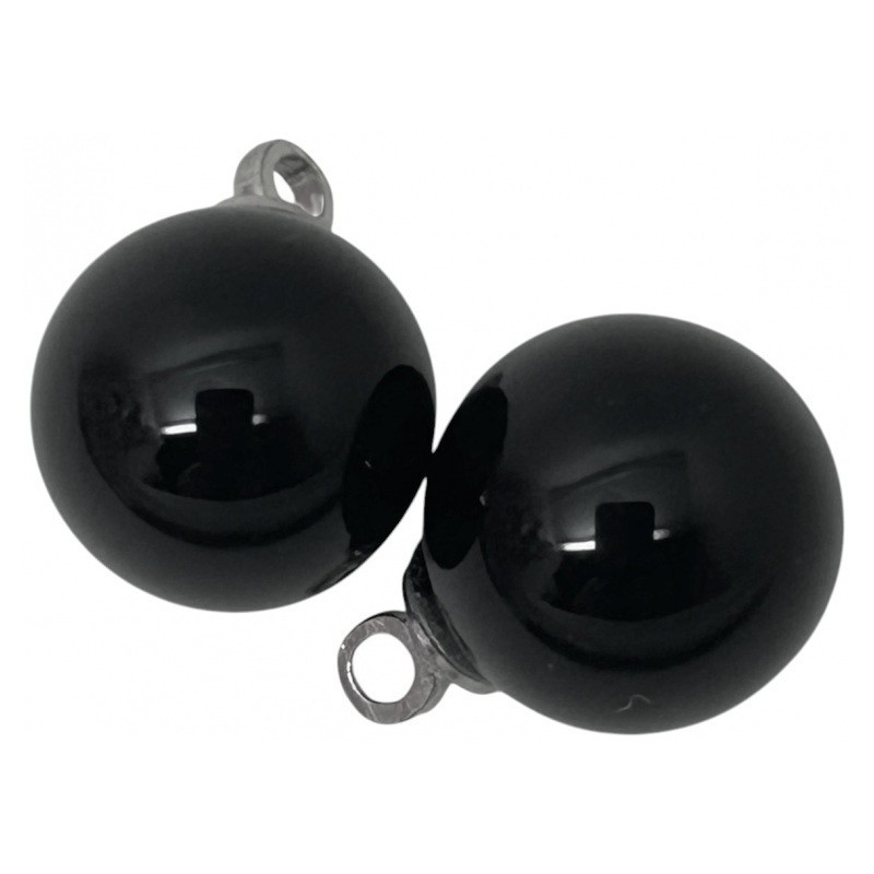 2 Breloques Pendentif en Pierre Naturelle Agate Onyx Noir 10mm