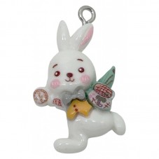 Breloque Lapin Alice au Pays des Merveilles en Résine 28x19mm pour la Création de Bijoux Fantaisie - DIY