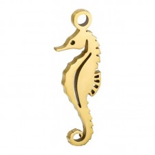 Breloque Hippocampe en Acier Inoxydable Doré 18x6mm pour la Création de Bijoux Fantaisie - DIY