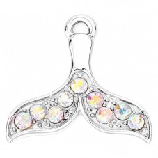2 Breloques Queue de Sirène Argenté avec Strass 20x19mm pour la Création de Bijoux Fantaisie - DIY