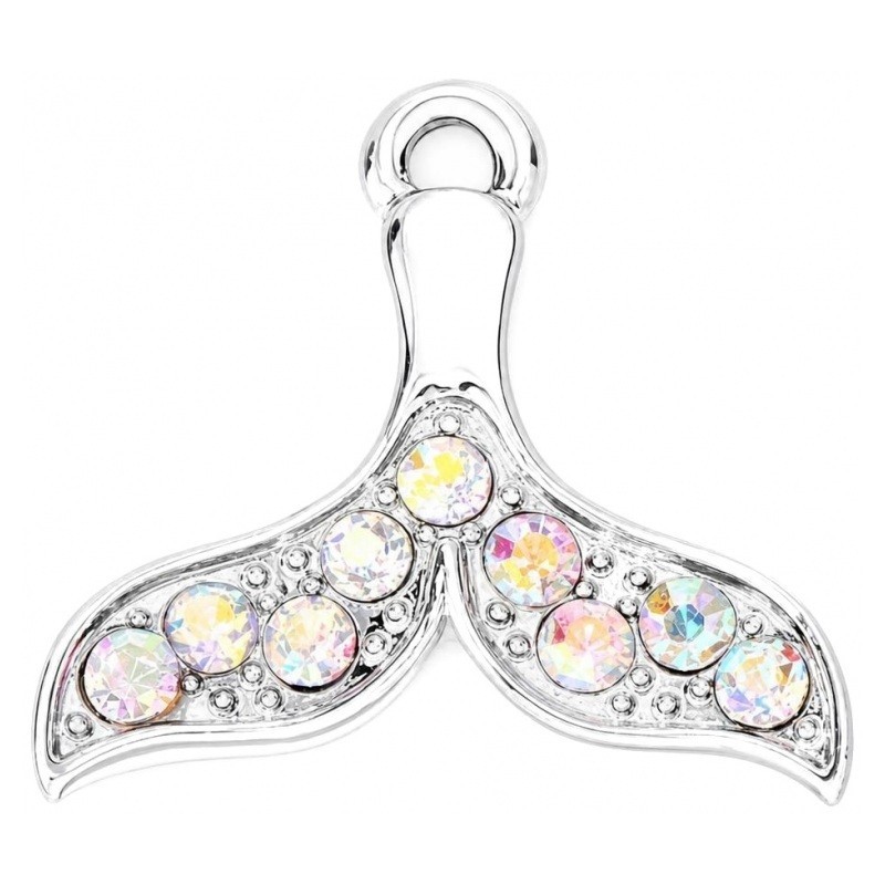 2 Breloques Queue de Sirène Argenté avec Strass 20x19mm