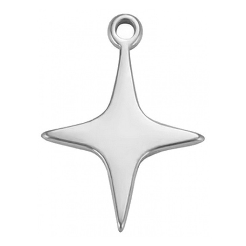 Breloque Étoile en Acier Inoxydable Argenté 15x11mm