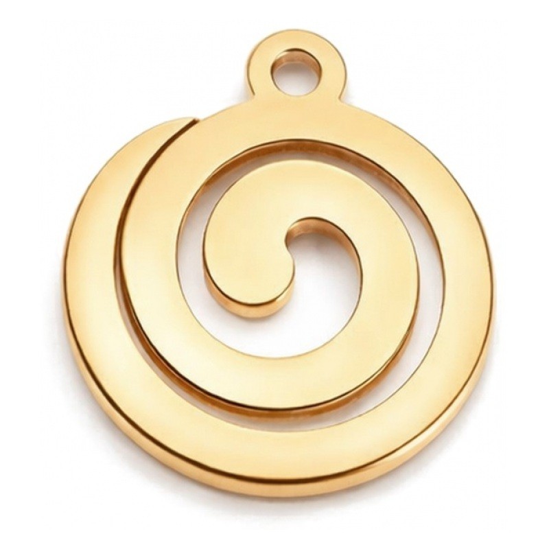 Breloque Spirale en Acier Inoxydable Doré 11x10mm