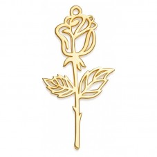 Breloque Rose en Acier Inoxydable Doré 27x15mm pour la Création de Bijoux Fantaisie - DIY