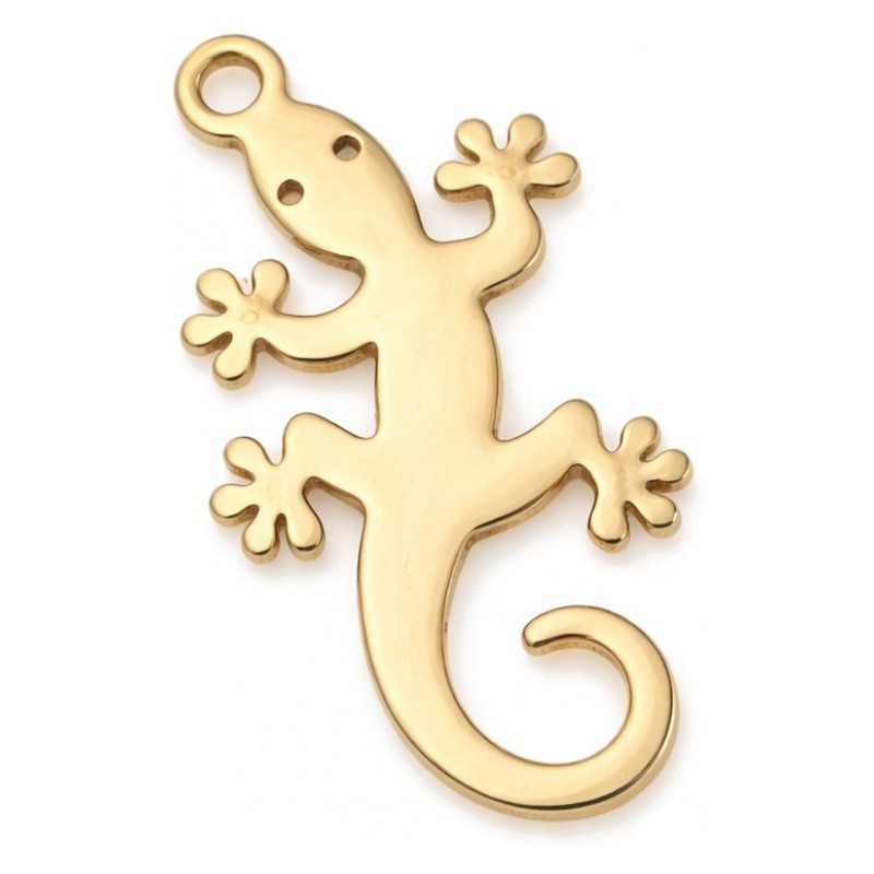 Breloque Lézard en Acier Inoxydable Doré 17x9mm