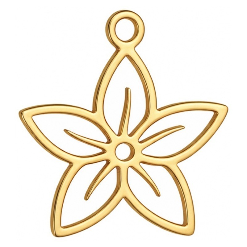 Breloque Fleur en Acier Inoxydable Doré 15x13mm