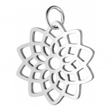 Breloque Mandala en Acier Inoxydable Argenté 19x16mm pour la Création de Bijoux Fantaisie - DIY