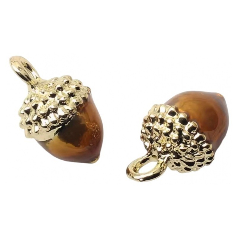 Breloque Gland Automne 3D Métal Doré 15x9mm