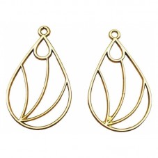 2 Breloques Goutte Ajourée Métal Doré 31x19mm pour la Création de Bijoux Fantaisie - DIY