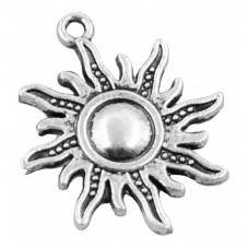 4 Breloques en Métal Argenté Soleil 28x24mm pour la Création de Bijoux Fantaisie - DIY