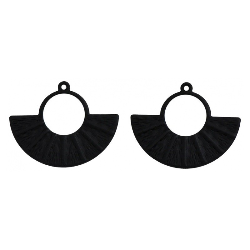 Breloque Pendentif Éventail Noir 37x30mm