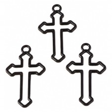 2 Breloques Croix Noire Gothique Halloween 37x21mm pour la Création de Bijoux Fantaisie - DIY