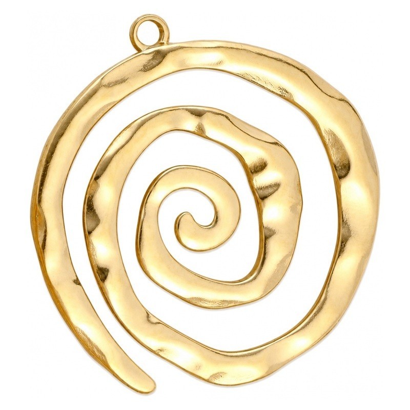 Breloque Pendentif Spirale en Métal Doré 42mm