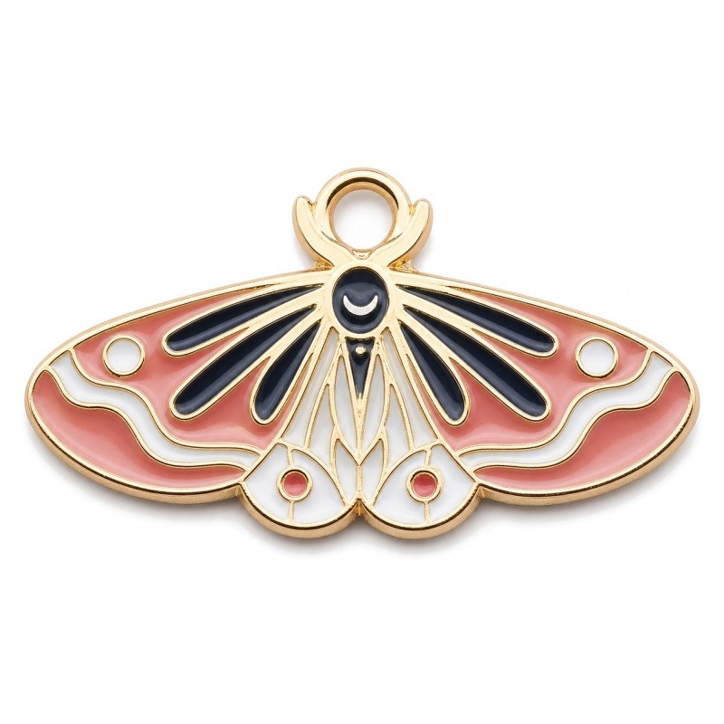 2 Breloques Papillon en Émail Métal Doré 28x15mm