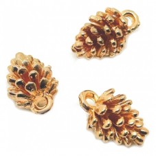 4 Breloques Pomme de Pin Métal Doré 12x7mm pour la Création de Bijoux Fantaisie - DIY