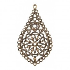 2 Breloques Pendentif Goutte Bronze Estampe Filigrane Ajouré 66x35mm pour la Création de Bijoux Fantaisie - DIY