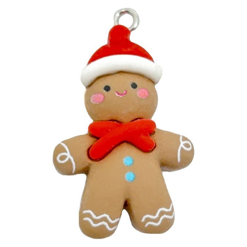 Breloque Bonhomme de Pain d’Épices Noël en Résine 32x19mm