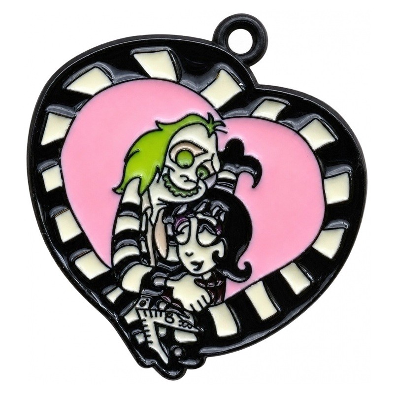 Breloque Beetlejuice en Émail Métal Noir Gothique 30x27mm