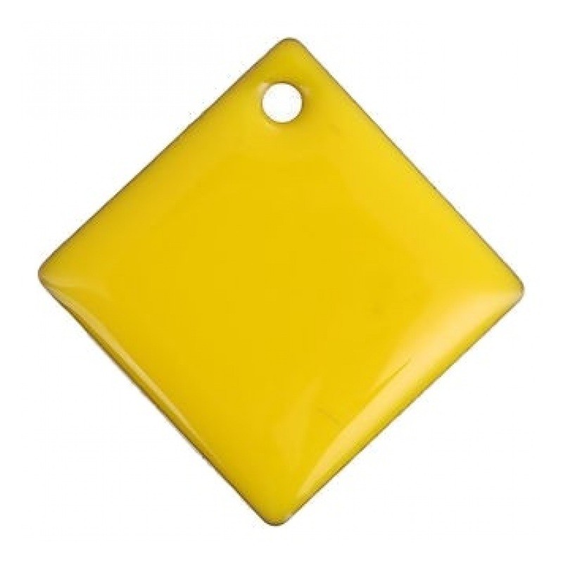 2 Breloques Losange en Émail Jaune Métal Doré 25mm