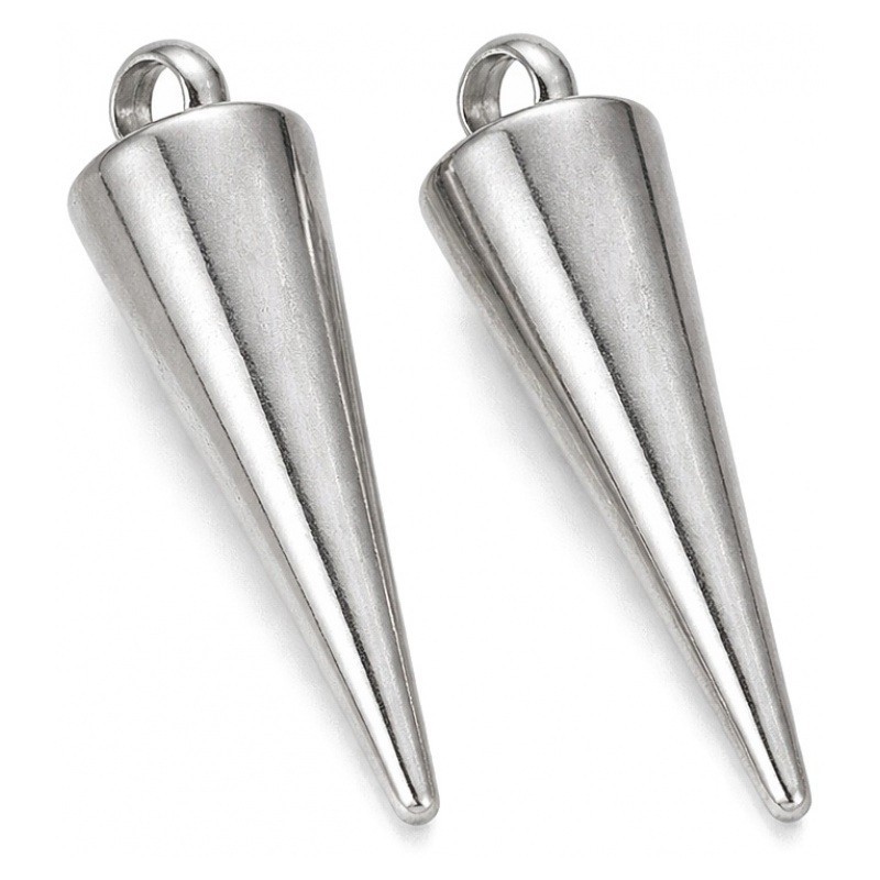 4 Breloques Pic Pointe Gothique en Acier Inoxydable 18x5mm