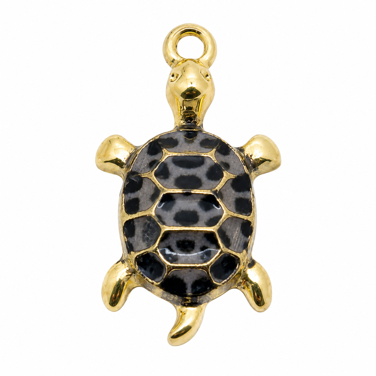 2 Breloques Tortue Léopard en Acrylique Métal Doré 24x14mm