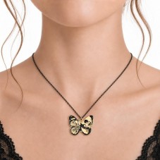 Breloque Papillon Tête de Mort Crâne Métal Doré en Émail Noir Gothique 28x23mm
