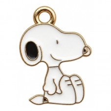 2 Breloques Snoopy en Émail Métal Doré 20x14mm pour la Création de Bijoux Fantaisie - DIY