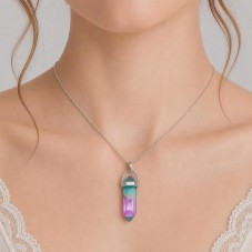 Pendentif en Verre Teinté Bleu/Rose 4cm
