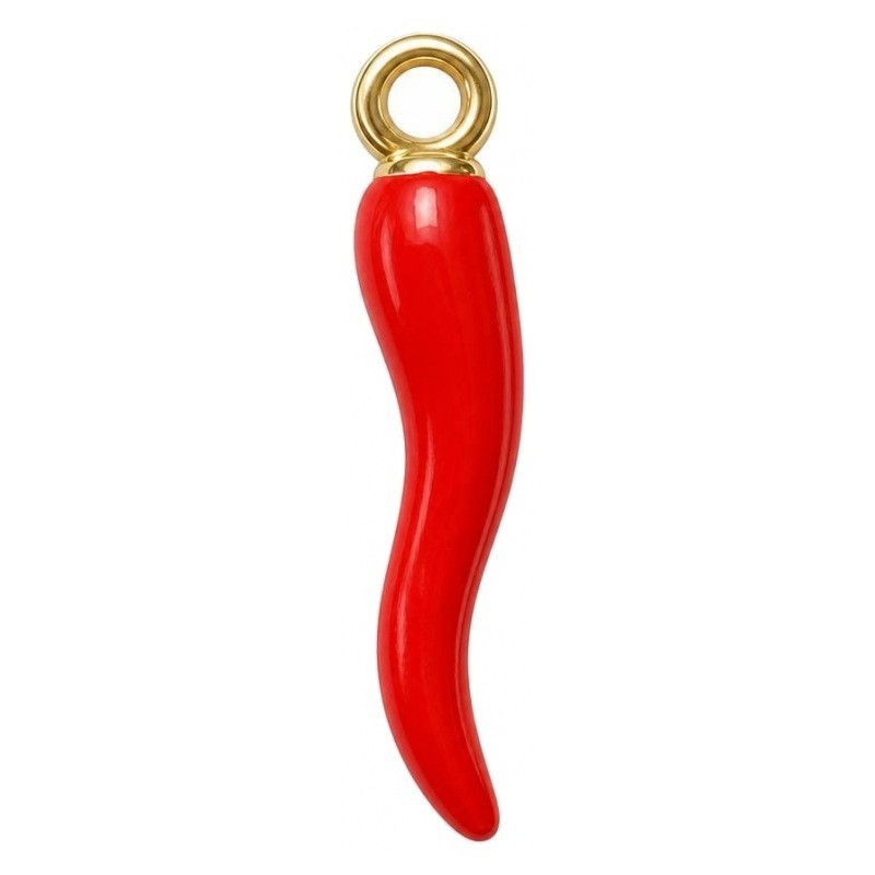 2 Breloques Piment en Émail Rouge Métal Doré 20x6mm