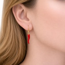 2 Breloques Piment en Émail Rouge Métal Doré 20x6mm