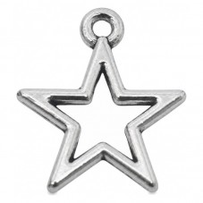 5 Breloques Étoile Argenté 16x14mm pour la Création de Bijoux Fantaisie - DIY