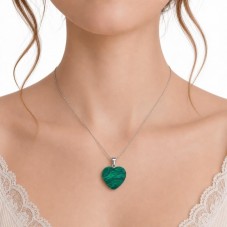 Pendentif Coeur Pierre Naturelle Malachite 20mm