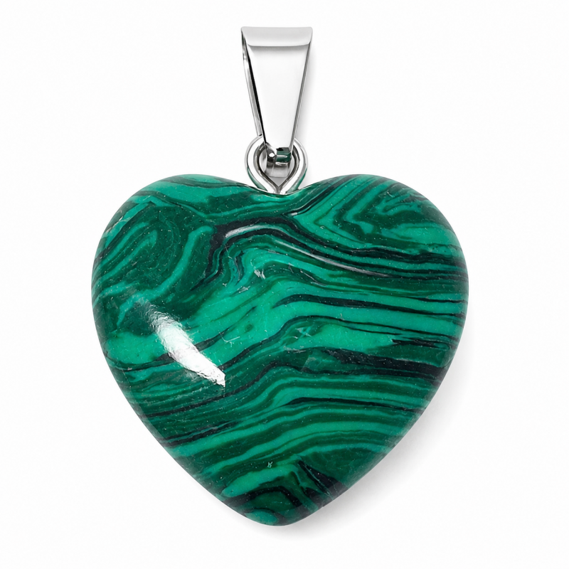 Pendentif Coeur Pierre Naturelle Malachite 20mm